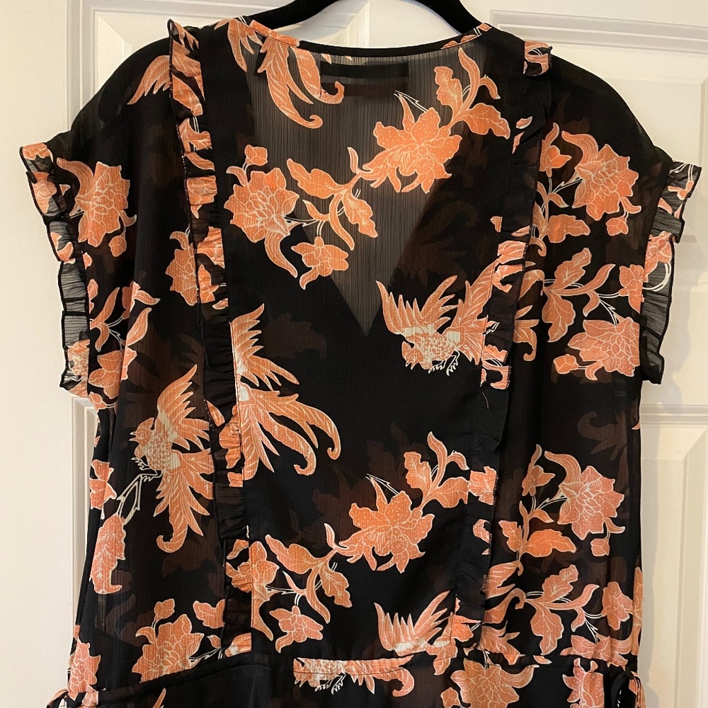 Scotch & Soda Black Floral Print Top Size Small